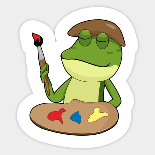 Frog as Painter with Brush and Paint Sticker